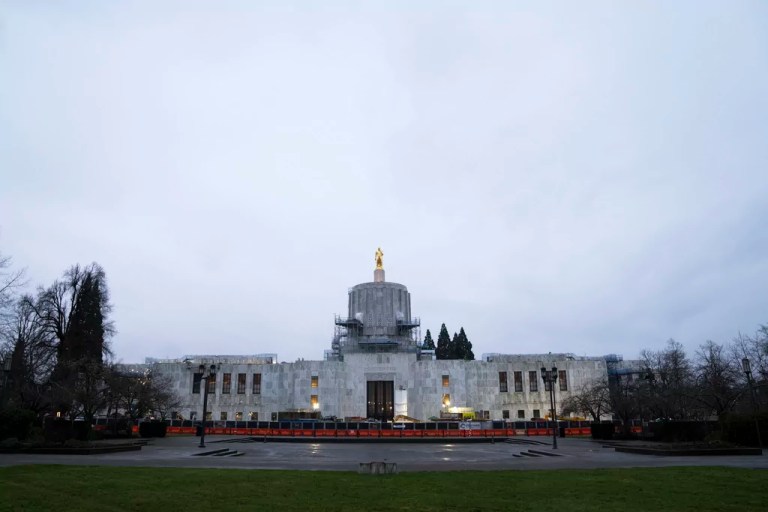 The Capitol is seen on the first day of the legislative session at the Oregon state Capitol, Monday, Feb. 5, 2024, in Salem, Oregon.