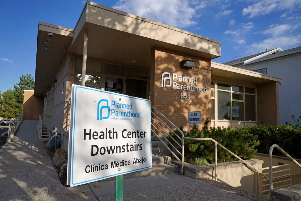  A sign is shown in front of Planned Parenthood of Utah Tuesday, June 28, 2022, in Salt Lake City. 