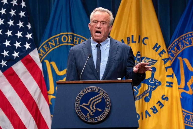 Health and Human Services Secretary Robert F. Kennedy Jr. speaks during a news conference on the Autism report by the CDC at the Hubert Humphrey Building Auditorium in Washington, Wednesday, April 16, 2025.