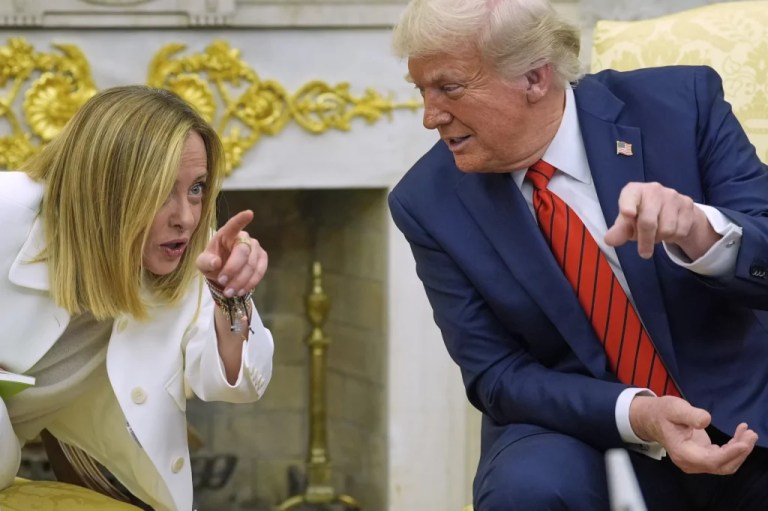 President Donald Trump meets with Italian Prime Minister Giorgia Meloni
