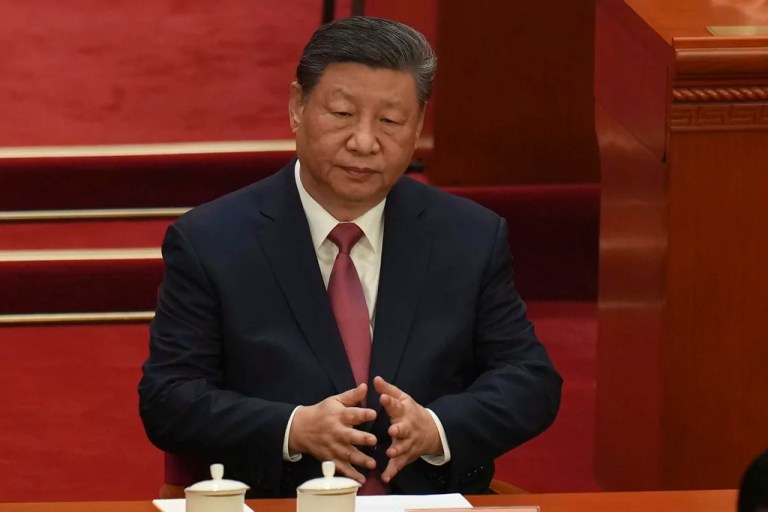 Chinese President Xi Jinping attends the closing ceremony of the Chinese People's Political Consultative Conference held at the Great Hall of the People in Beijing, Monday, March 10, 2025.