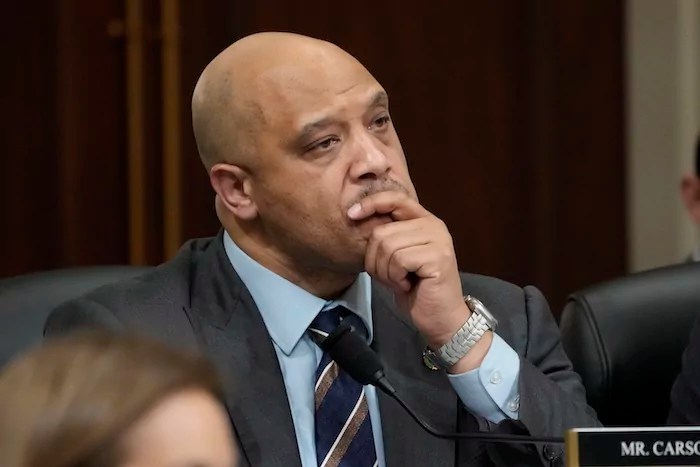 Rep. Andre Carson (D-IN) questions witnesses during a hearing of a special House committee dedicated to countering China on Capitol Hill, Tuesday, Feb. 28, 2023, in Washington.