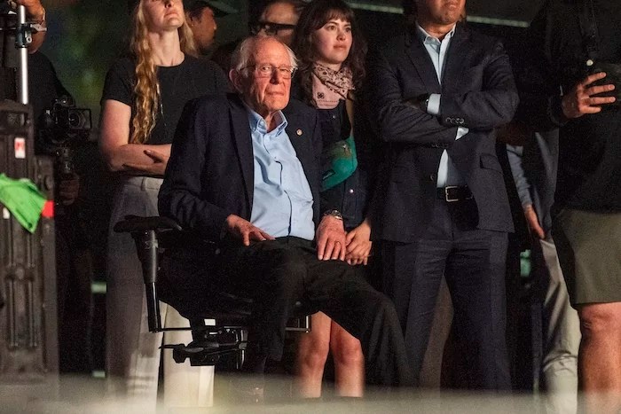 Bernie Sanders is seen after speaking during the first weekend of the Coachella Valley Music and Arts Festival at the Empire Polo Club on Saturday, April 12, 2025, in Indio, Calif.