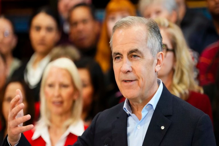 Liberal Leader Mark Carney responds to media questions following an announcement at AMPCO Manufacturers in Coquitlam, British Columbia, Thursday, April 24, 2025.