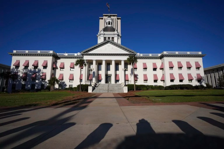 The Old Florida Capitol is seen with the tower of the current Florida Capitol rising behind, during a legislative session in Tallahassee, Fla., March 6, 2025.
