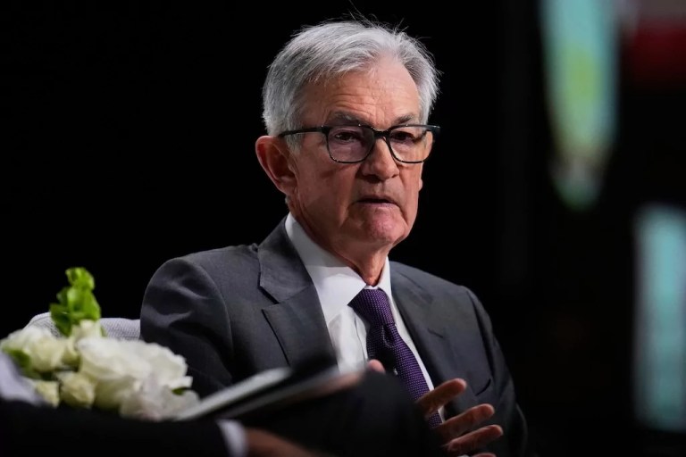 Chairman of the Board of Governors of the Federal Reserve System Jerome Powell speaks during an event hosted by the Economic Club of Chicago, Wednesday, April 16, 2025.