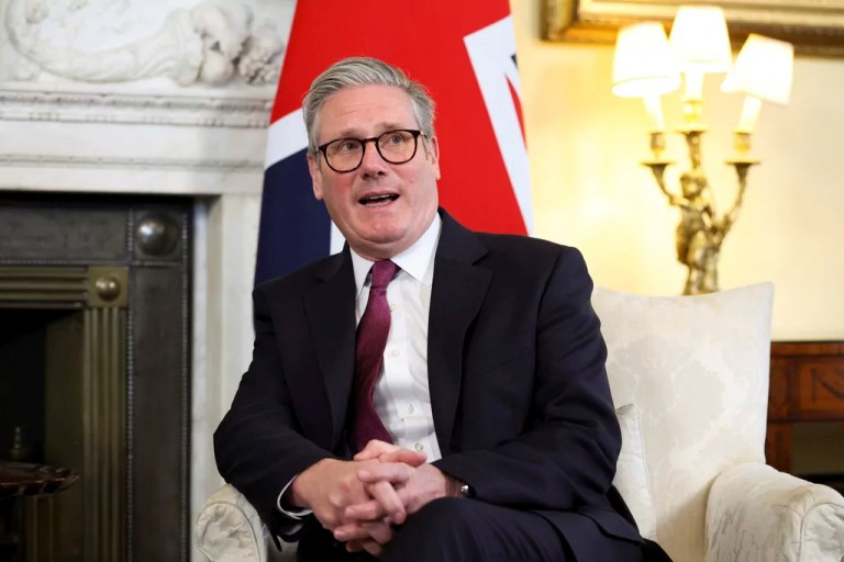 British Prime Minister Keir Starmer meets with Finnish President Alexander Stubb at Number 10 Downing Street in London, Monday March 31, 2025.