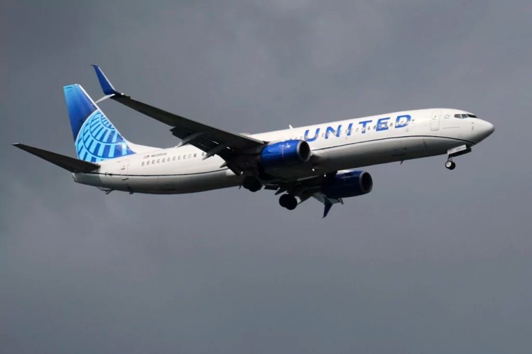 A United Airlines jet lands at Sarasota-Bradenton International Airport Saturday, March 29, 2025.