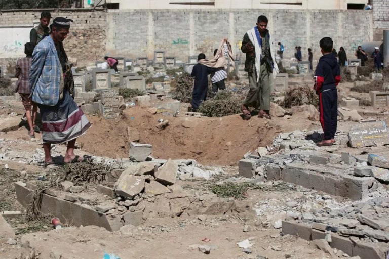 US airstrikes kill 12 people in Yemen’s capital, Houthis say