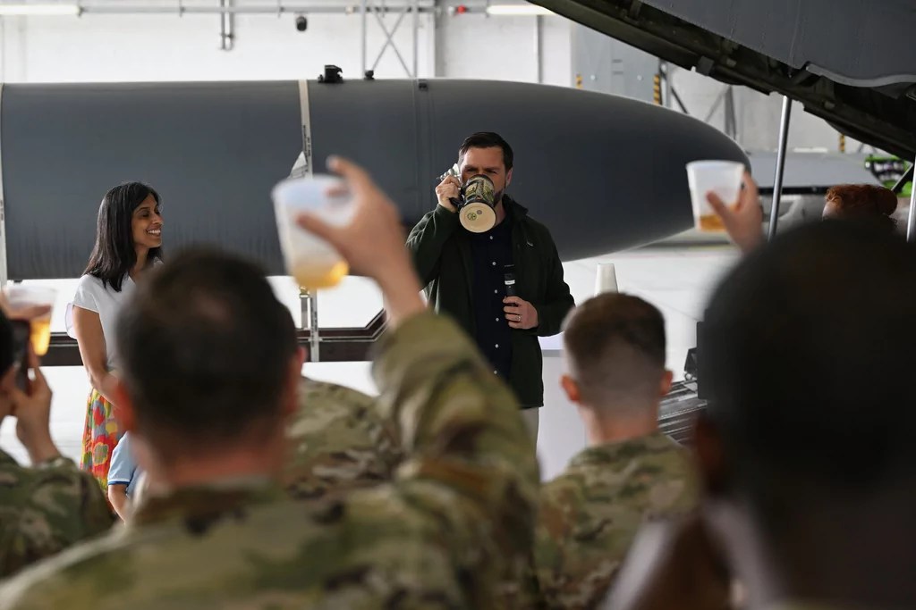 Vice President JD Vance toasts US airmen at Ramstein Air Base in Germany