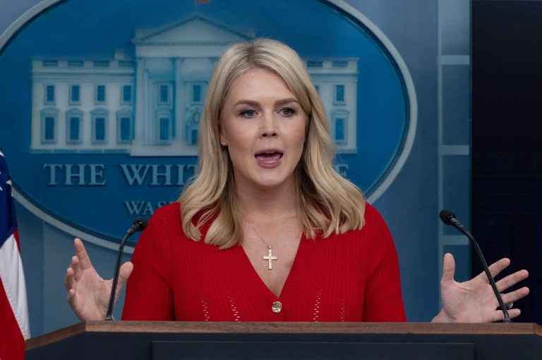 White House press secretary Karoline Leavitt speaks at the White House press briefing on May 29, 2025.
