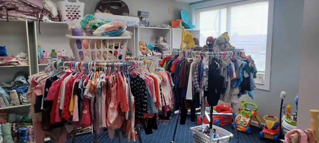 The supplies shop at a Promise of Life Network clinic in northwestern Pennsylvania, provided by center director Sarah Bowen. Mothers and fathers can earn points to spend in the shop by attending parenting classes offered by Promise of Life.