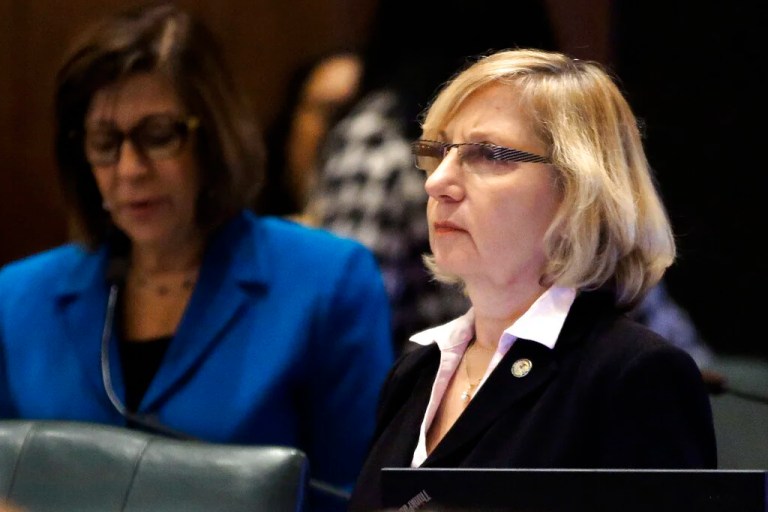 In this Dec. 3, 2014, file photo, Illinois state Rep. Robyn Gabel, D-Evanston, listens to debate legislation on the House floor at the Capitol in Springfield.