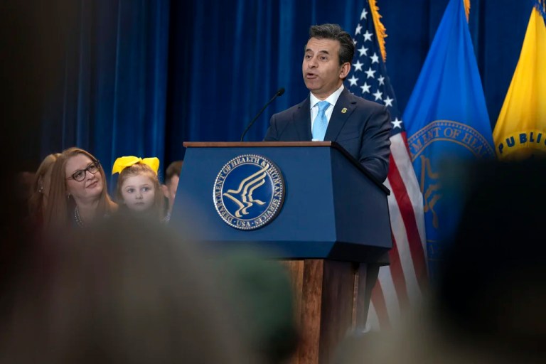 Food and Drug Administration commissioner Marty Makary speaks during a news conference on the FDA's intent to phase out the use of petroleum-based synthetic dyes in the nation's food supply at the Hubert Humphrey Building Auditorium in Washington, Tuesday, April 22, 2025.