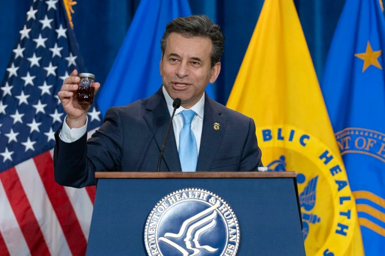 Food and Drug Administration Commissioner Marty Makary speaks during a news conference on the FDA's intent to phase out the use of petroleum-based synthetic dyes in the nation's food supply at the Hubert Humphrey Building Auditorium in Washington, Tuesday, April 22, 2025.