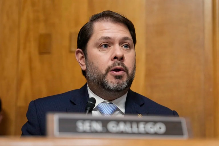 Sen. Ruben Gallego (D-AZ) speaks at a confirmation hearing.