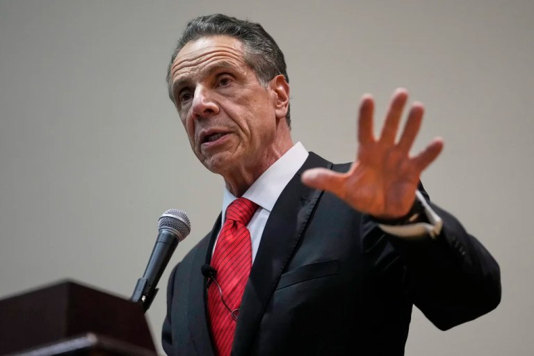 Former Democratic New York Gov. Andrew Cuomo speaks during the New York City Mayoral Candidates Forum at Medgar Evers College Wednesday, April 23, 2025, in New York.