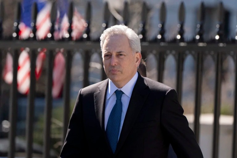 White House AI and crypto czar David Sacks arrives to speak with reporters at the White House, Friday, March 7, 2025, in Washington