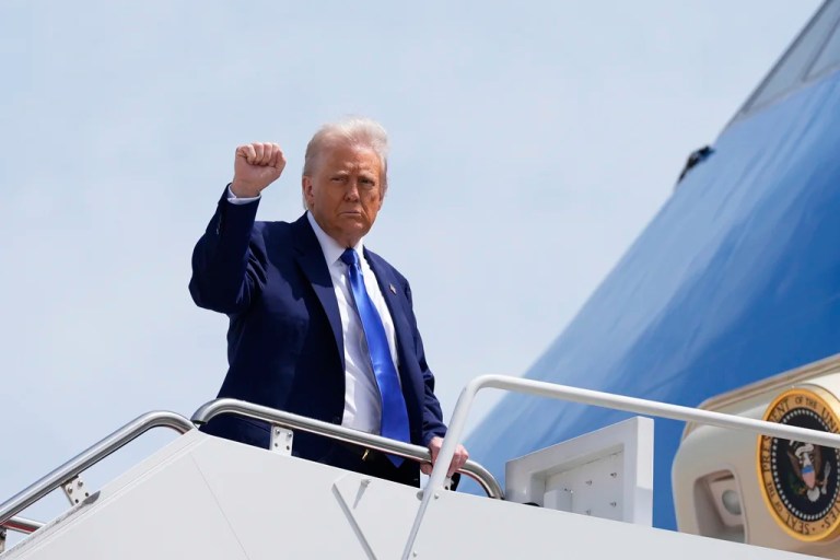 Donald Trump left wire services behind when he boarded Air Force One for Saudi Arabia.