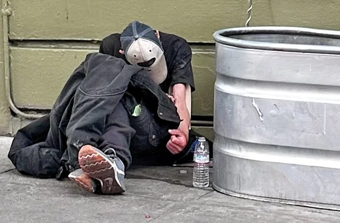 A drug user in San Francisco’s notorious Tenderloin district.