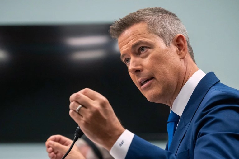 Secretary of Transportation Sean Duffy testifies in front of a House Committee on Appropriations Subcommittee budget hearing, Wednesday, May 14, 2025, in Washington. (AP Photo/Kevin Wolf)