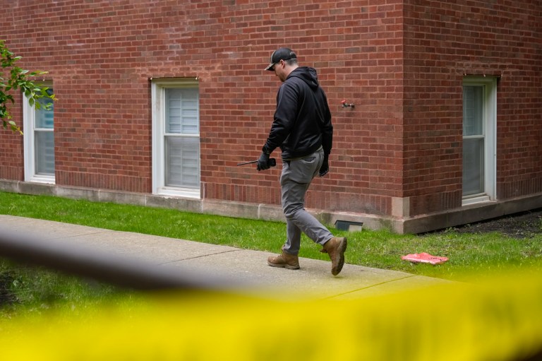 An official works at the scene of an address listed as the home of Elias Rodriguez, identified as the suspect in the killing of two staff members of the Israeli Embassy in Washington, Thursday, May 22, 2025, in Chicago.