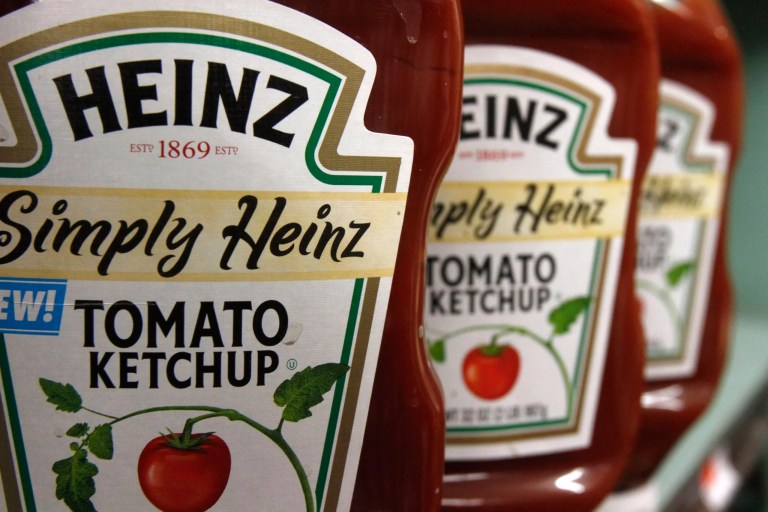 Containers of Heinz ketchup on the shelf of a market, in Barre, Vermont, March 2, 2011.