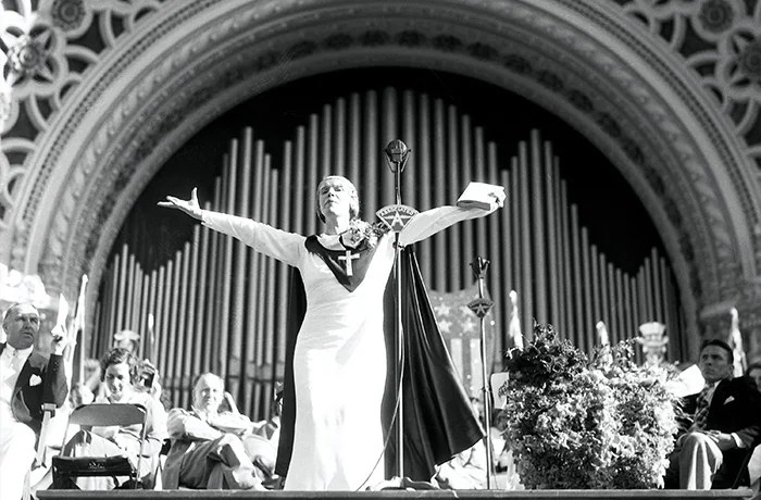 The woman who became America’s most famous preacher and then disappeared