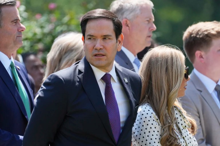 Secretary of State Marco Rubio attends a National Day of Prayer event in the Rose Garden of the White House, Thursday, May 1, 2025, in Washington.