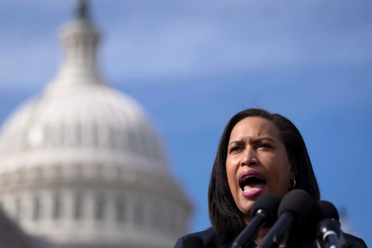District of Columbia Mayor Muriel Bowser speaks at a news conference to address the impact of the proposed continuing resolution, on Capitol Hill in Washington, March 10, 2025.