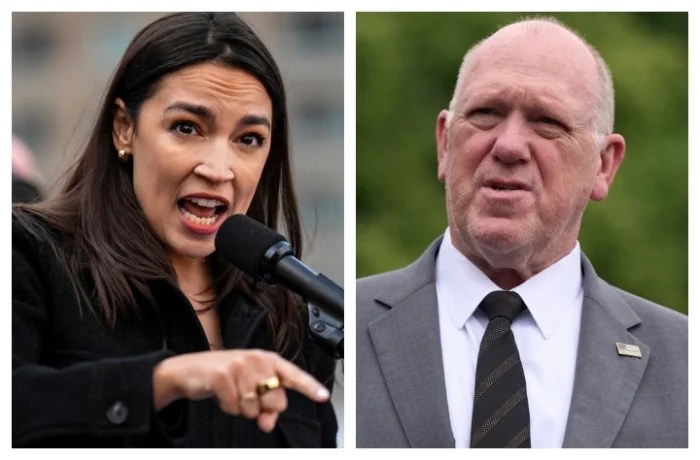 Rep. Alexandria Ocasio-Cortez (D-NY) and former acting Immigration and Customs Enforcement Director Tom Homan.