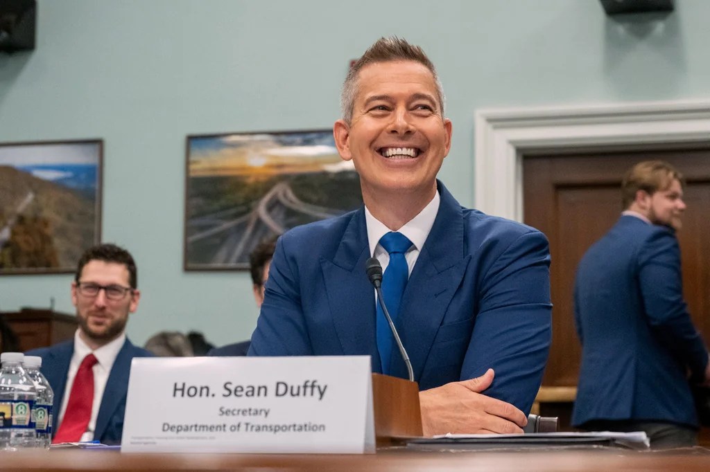 Secretary of Transportation Sean Duffy testifies in front of a House Committee on Appropriations Subcommittee budget hearing, Wednesday, May 14, 2025, in Washington.