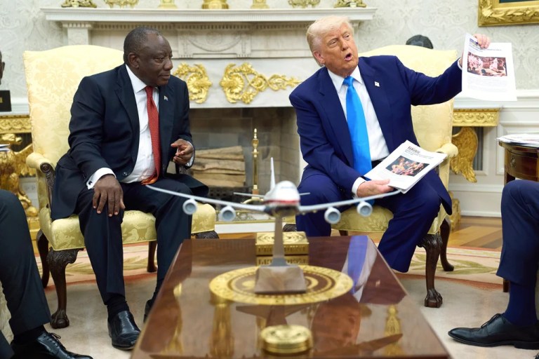 President Donald Trump meets South African President Cyril Ramaphosa in the Oval Office of the White House, Wednesday, May 21, 2025, in Washington.