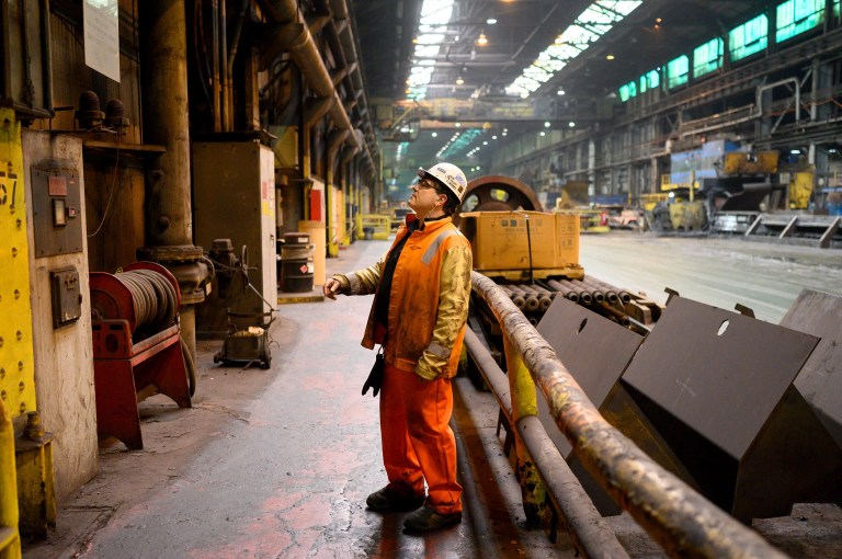 Don German, Plant Manager of U.S. Steel’s Irvin Works, stands in the plant in West Mifflin, Pa., on March 19, 2025.