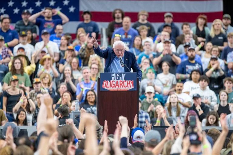 Sen. Bernie Sanders (I-VT) speaks during his 
