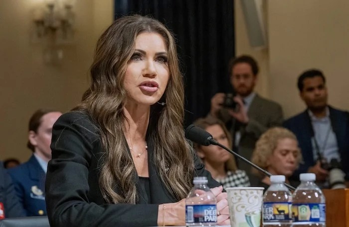 Homeland Security Secretary Kristi Noem speaks during a House Appropriations Subcommittee on Homeland Security oversight hearing, Tuesday, May 6, 2025, on Capitol Hill in Washington. (AP Photo/Julia Demaree Nikhinson)
