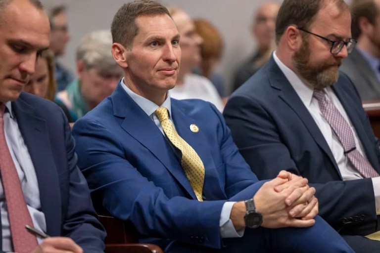 FILE - Judge Jefferson Griffin, the Republican candidate for the N.C. Supreme Court listens to testimony in Wake County Superior Court on Friday, February 7, 2025 in Raleigh, N.C. (Robert Willett/The News & Observer via AP, File)