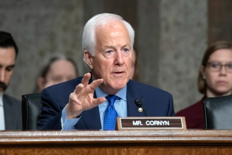 FILE - Sen. John Cornyn, R-Texas, speaks during a Senate Finance Committee hearing, at the Capitol in Washington, Jan. 29, 2025. (AP Photo/Jose Luis Magana, File)