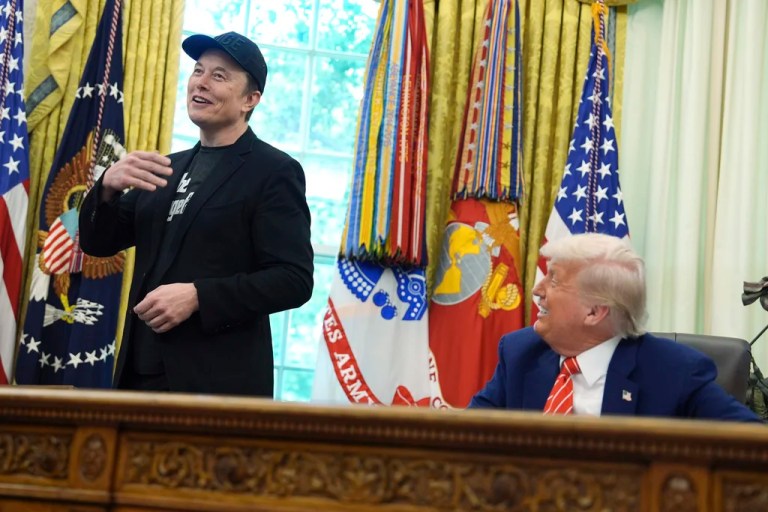 Elon Musk speaks during a news conference with President Donald Trump in the Oval Office of the White House, Friday, May 30, 2025, in Washington.