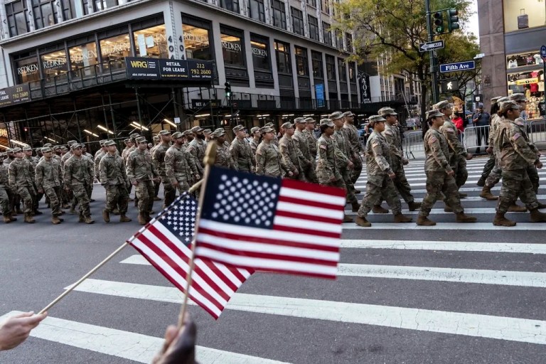 Members of the U.S. Army march during the annual Veterans Day Parade, Monday, Nov. 11, 2024, in New York.
