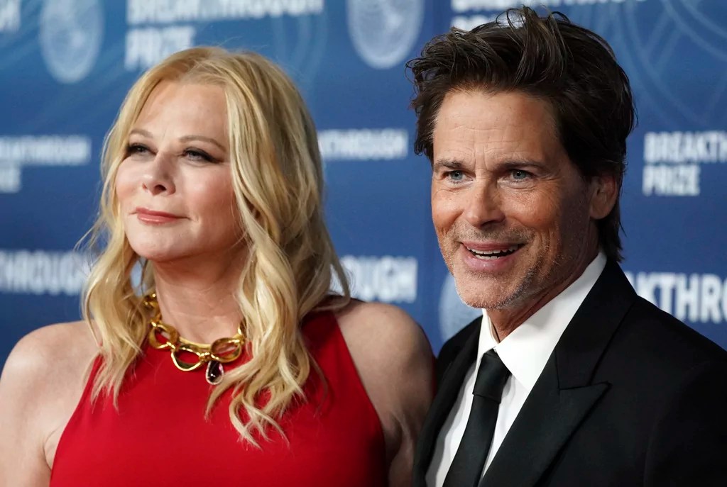 Sheryl Berkoff, left, and Rob Lowe arrive at the 11th Breakthrough Prize Ceremony on Saturday, April 5, 2025, in Los Angeles.