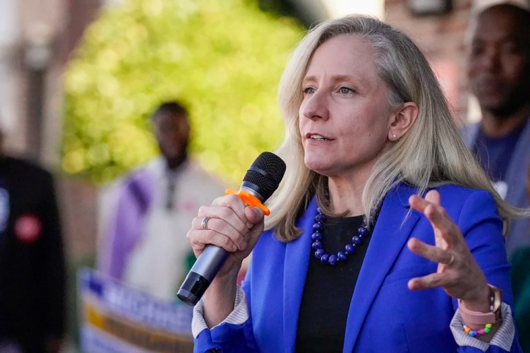 FILE - Rep. Abigail Spanberger, D-Va., speaks at a campaign rally on Nov. 4, 2023, Virginia Beach, Va. Spanberger has announced she will run in 2024 for Virginia governor. (AP Photo/Bryan Woolston, File)