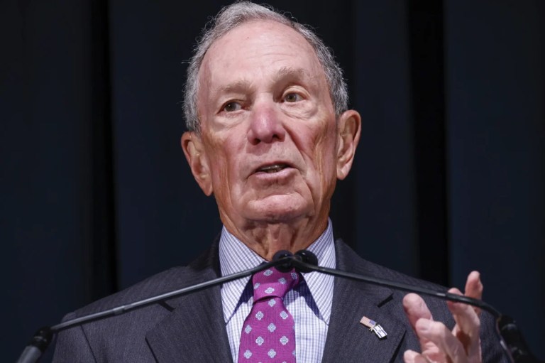 FILE - Michael Bloomberg announces his organization, Bloomberg Philanthropies, will give $600 million to the endowments of the four historically Black medical schools at the National Medical Association convention, Tuesday Aug. 6, 2024, in New York (AP Photo/Kena Betancur, File)