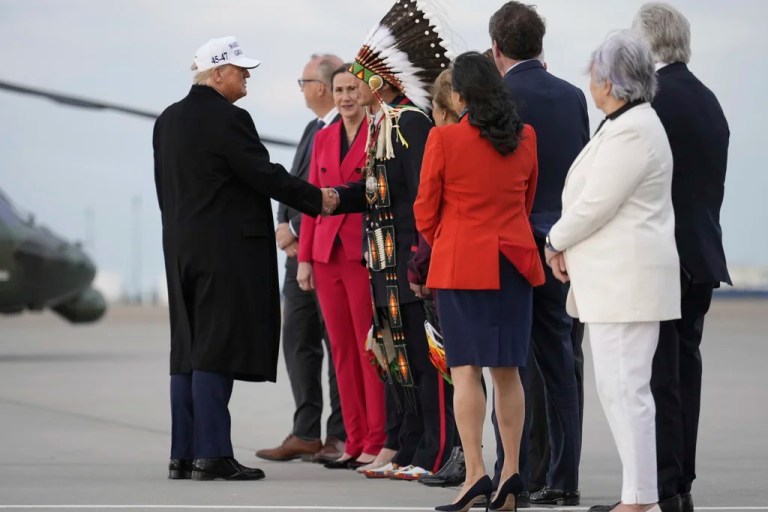President Donald Trump arrives on Air Force One at Calgary International Airport, Sunday, June 15, 2025, in Calgary, Canada, ahead of the G7 Summit.