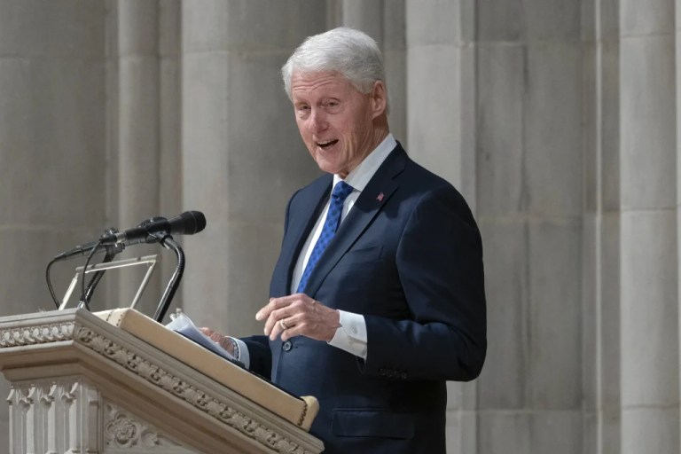 Former President Bill Clinton speaks during the funeral service of former Labor Secretary Alexis Herman at Washington National Cathedral Wednesday, May 14, 2025 in Washington.