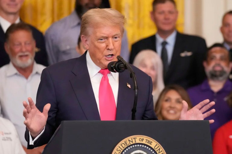 President Donald Trump speaks at an event to promote his domestic policy and budget agenda in the East Room of the White House, Thursday, June 26, 2025, in Washington.