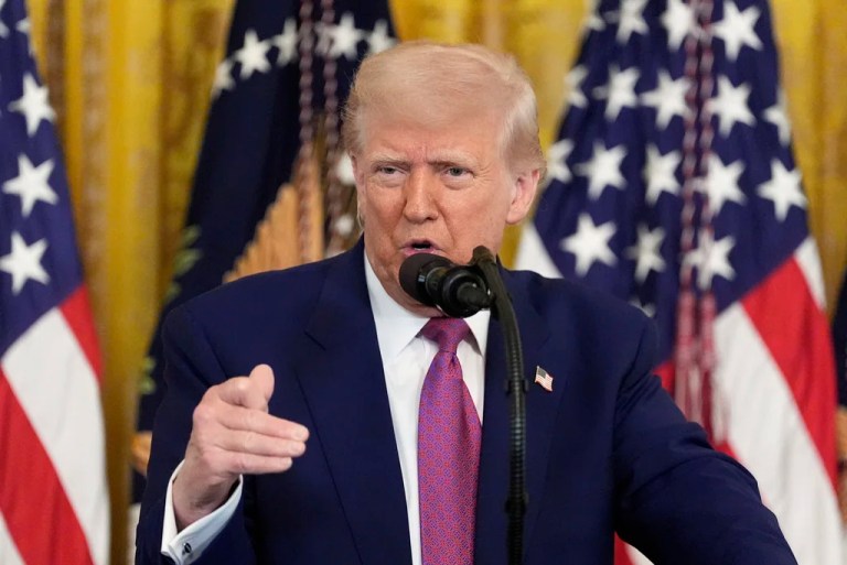 Donald Trump spoke on his administration's immigration raids Thursday at the White House.