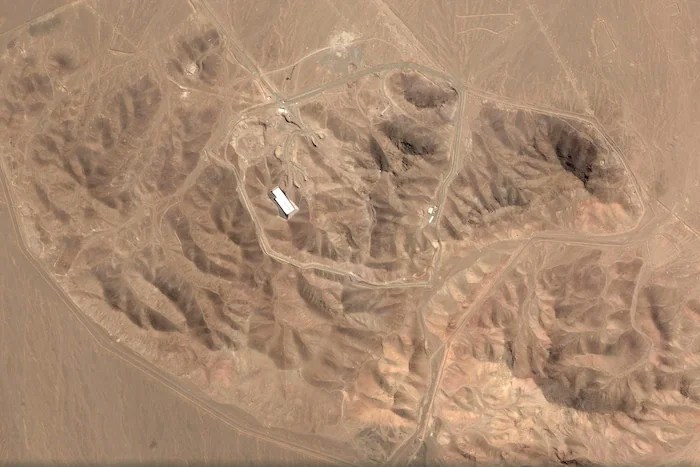 This satellite photo from Planet Labs PBC shows the Fordo enrichment facility in Iran on April 1, 2025.