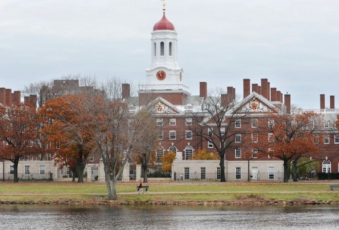 This Nov. 13, 2008 file photo shows the campus of Harvard University in Cambridge, Mass.