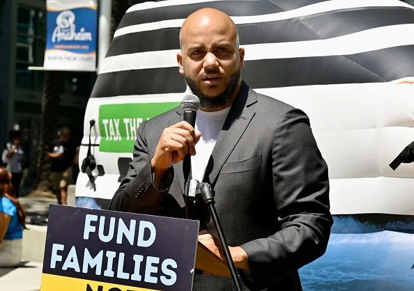 Assembly member Isaac Bryan speaks during the CDP State Convention - Tax Fairness for All Families on May 31, 2025 in Anaheim, California.